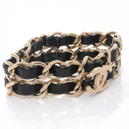 Chanel Leather CC Chain Bracelet Black Gold 5 of 7