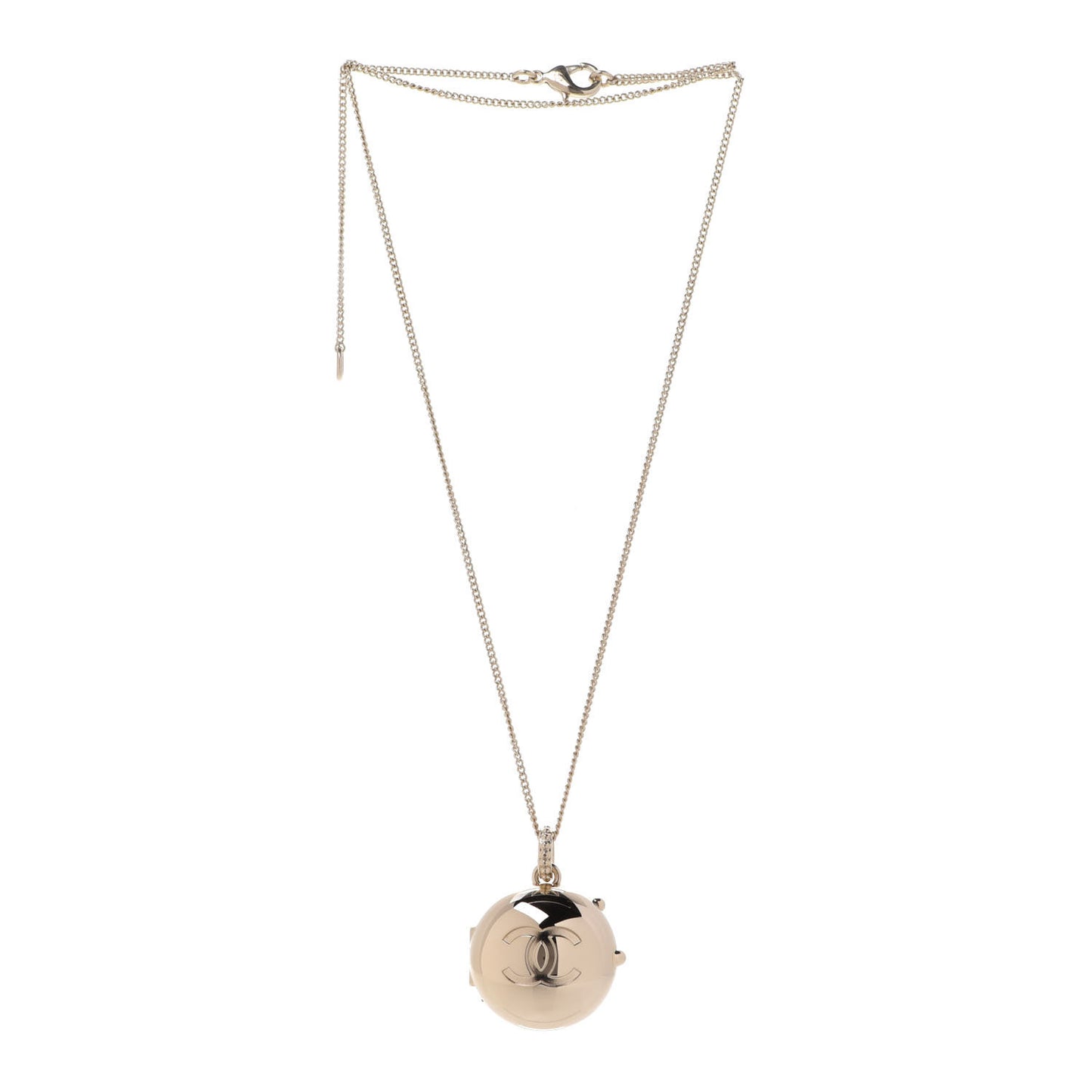 Metal CC Locket Necklace Gold
