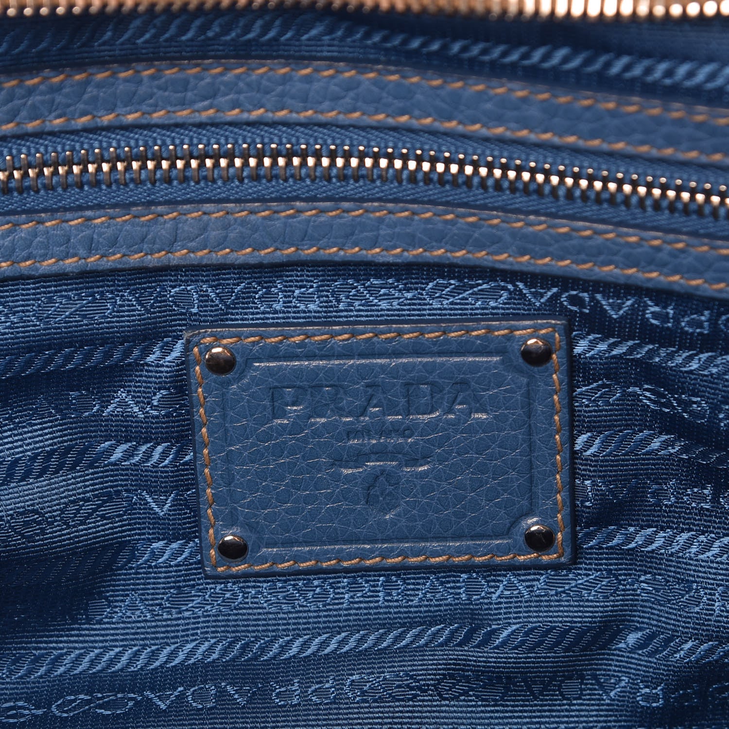 Prada Vitello Daino Dome Satchel Cobalto 6 of 15