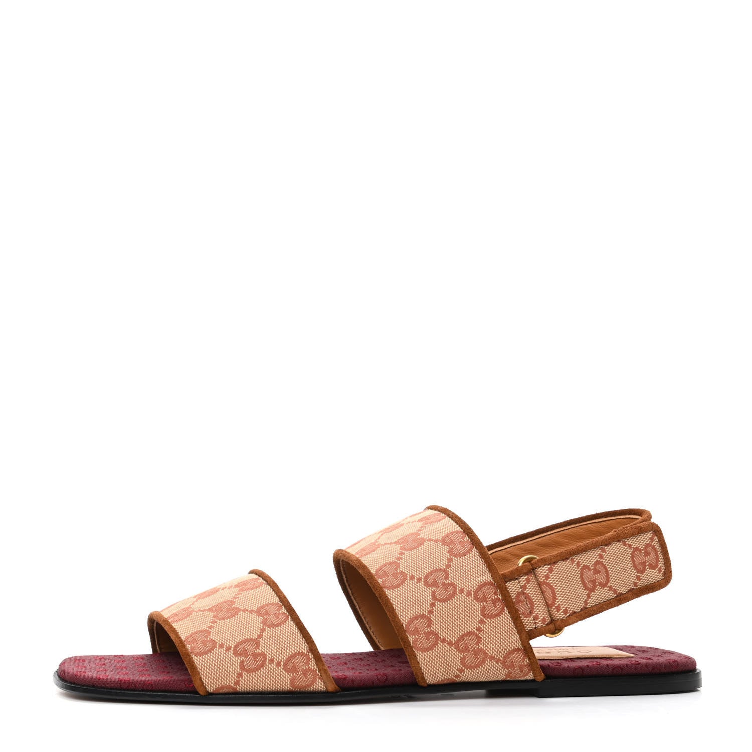 Gucci Canvas GG Monogram Mens Slingback Flat Sandals 9 Beige Ruggine Cuir 1 of 8