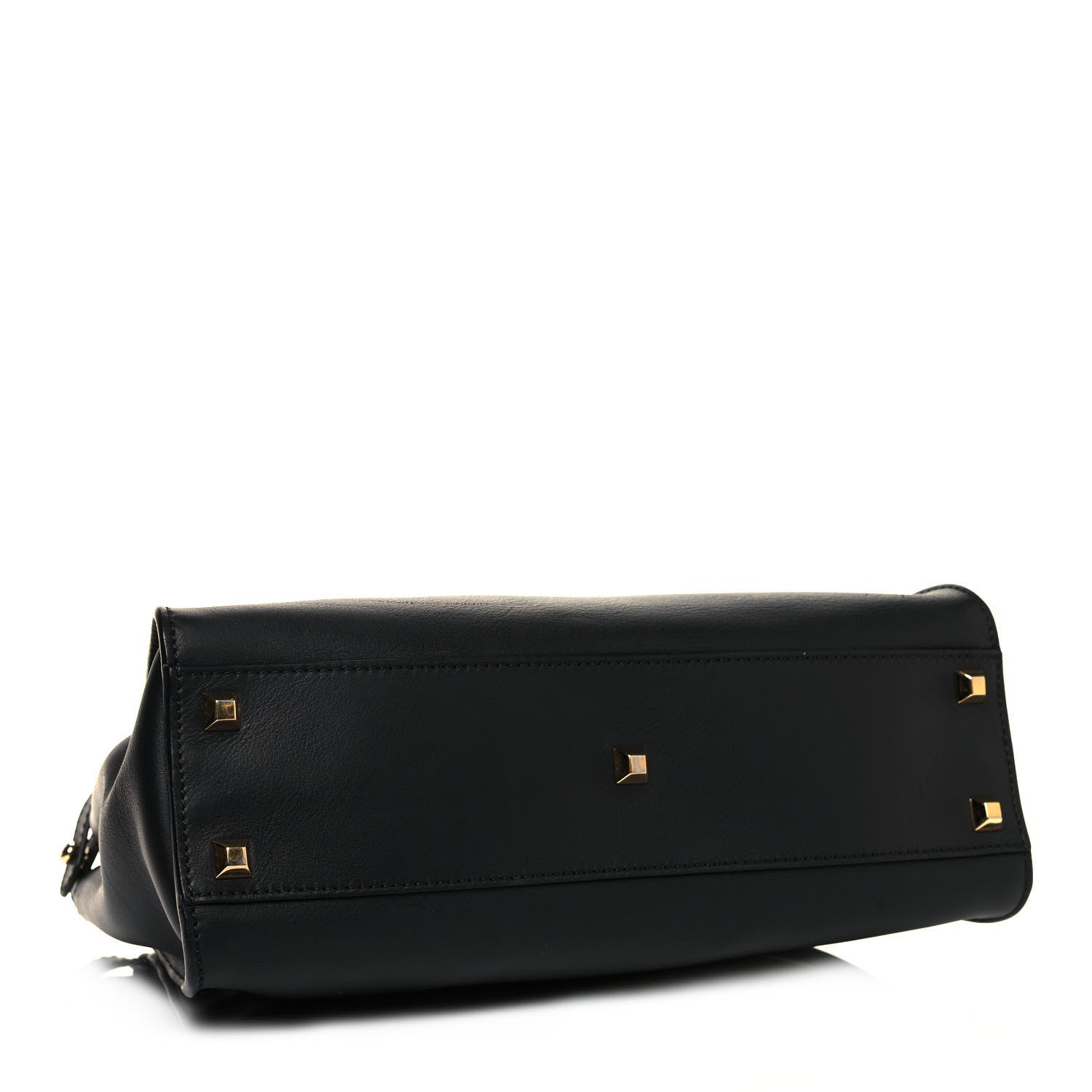 Fendi Vitello Seta Gold Studded Medium Peekaboo Iconic Satchel Black 3 of 12