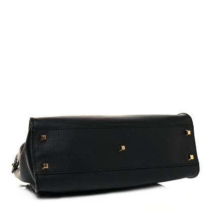 Fendi Vitello Seta Gold Studded Medium Peekaboo Iconic Satchel Black 3 of 12