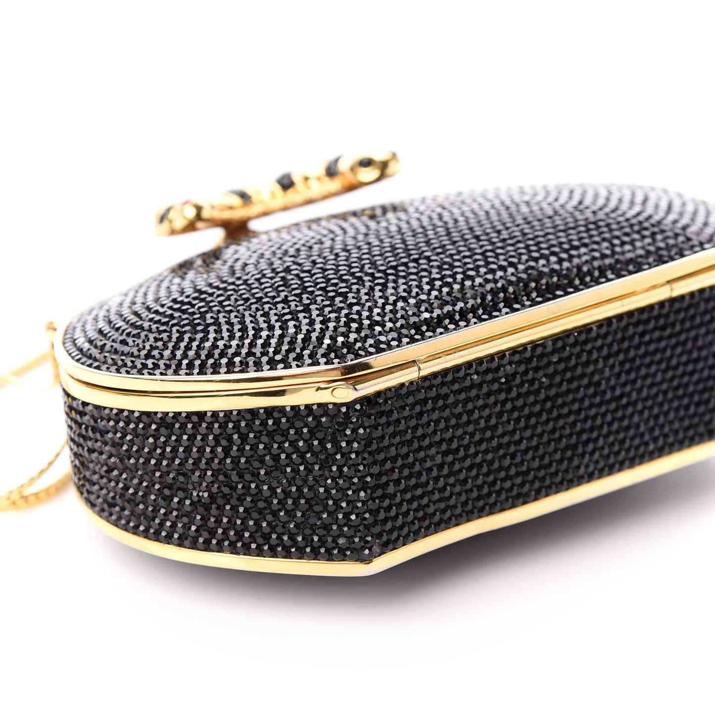 Swarovski Crystal Minaudiere Caterpillar Clutch Black