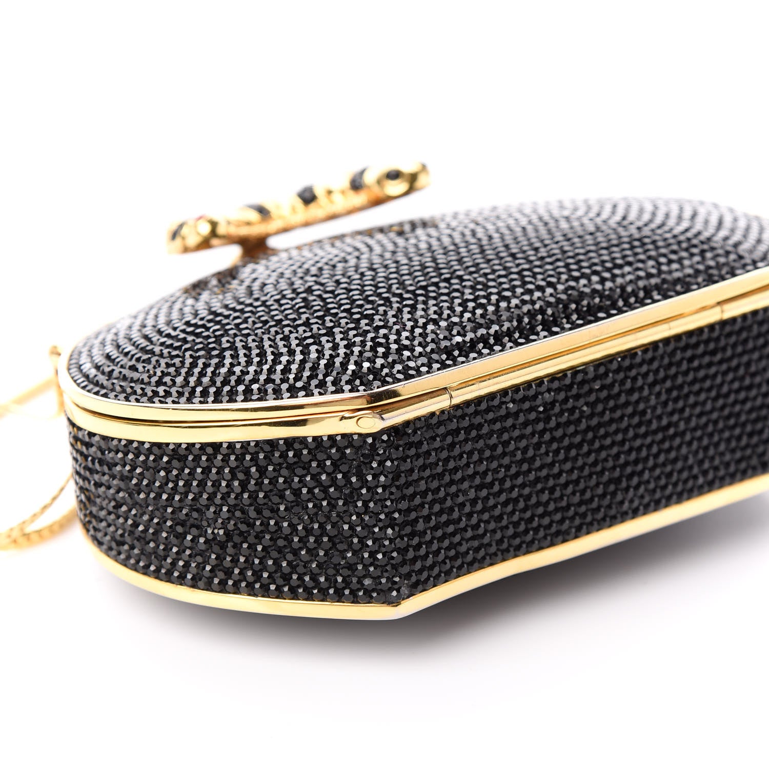 Judith Leiber Swarovski Crystal Minaudiere Caterpillar Clutch Black 8 of 9