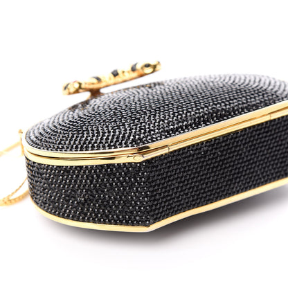 Judith Leiber Swarovski Crystal Minaudiere Caterpillar Clutch Black 8 of 9