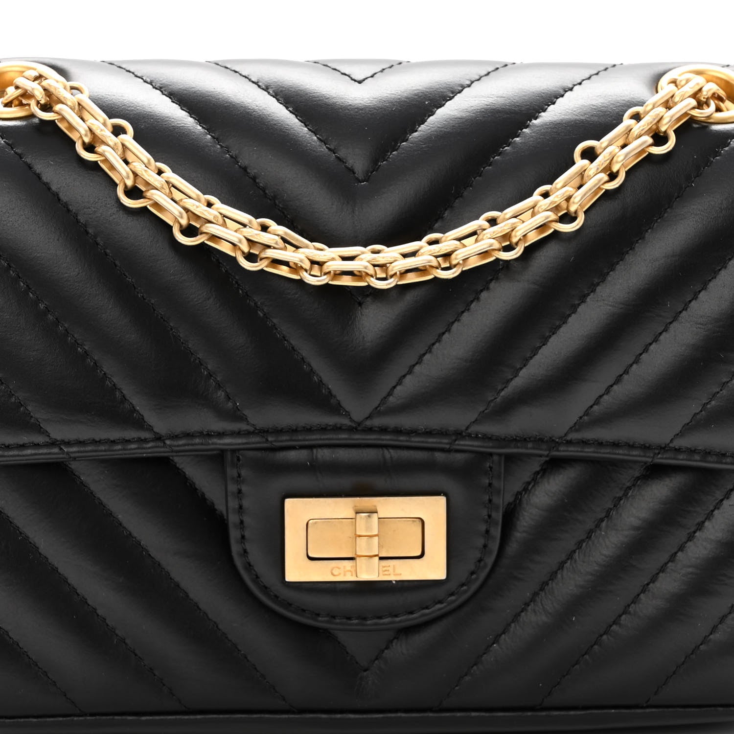 Chanel Aged Calfskin Chevron Quilted 2.55 Reissue Mini Flap Black 6 of 8
