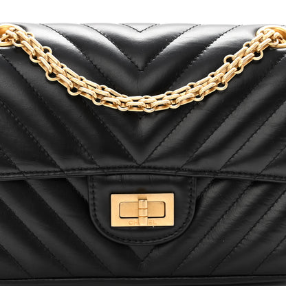 Chanel Aged Calfskin Chevron Quilted 2.55 Reissue Mini Flap Black 6 of 8