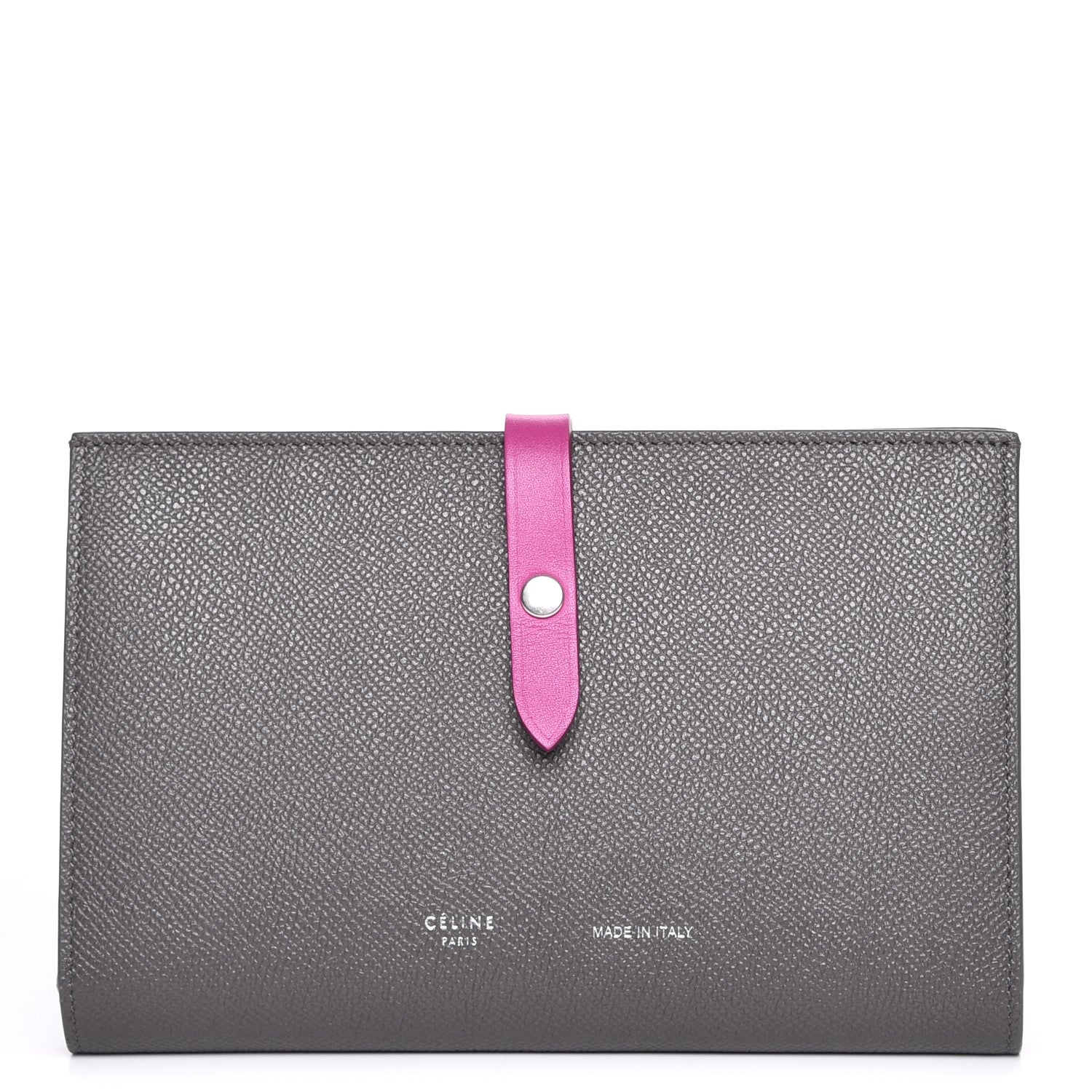 Celine Grained Sleek Calfskin Large Multifunction Strap Wallet Grey 1 of 7