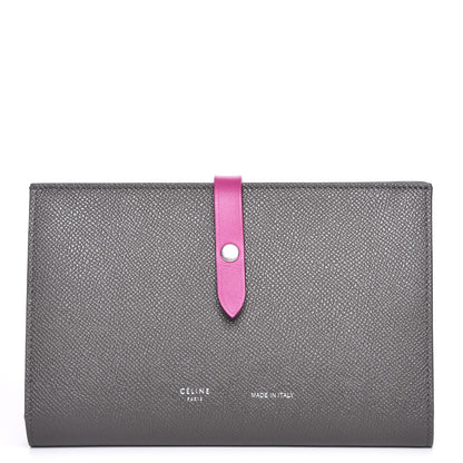 Celine Grained Sleek Calfskin Large Multifunction Strap Wallet Grey 1 of 7