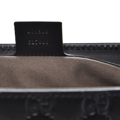 Gucci Guccissima Signature Single Buckle Flap Messenger Bag Black 7 of 7