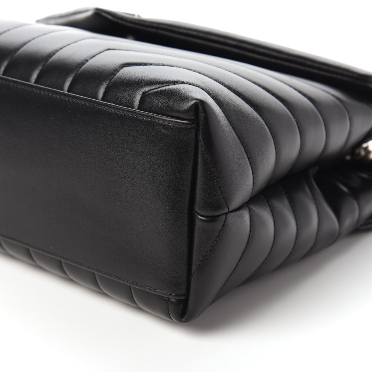 Calfskin Y Quilted Monogram Medium Loulou Chain Satchel Black