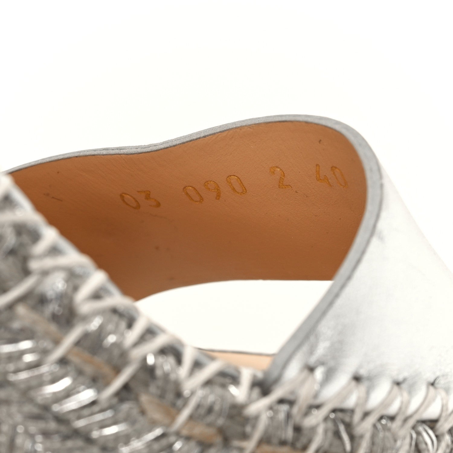 Valentino Garavani Metallic Grained Calfskin Rockstud Crisscross Ankle Strap Espadrille Wedge Sandals 40 Silver 9 of 9