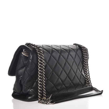 Chanel Shiny Lambskin Quilted Medium Burgundy Rocks Flap Black 3 of 12