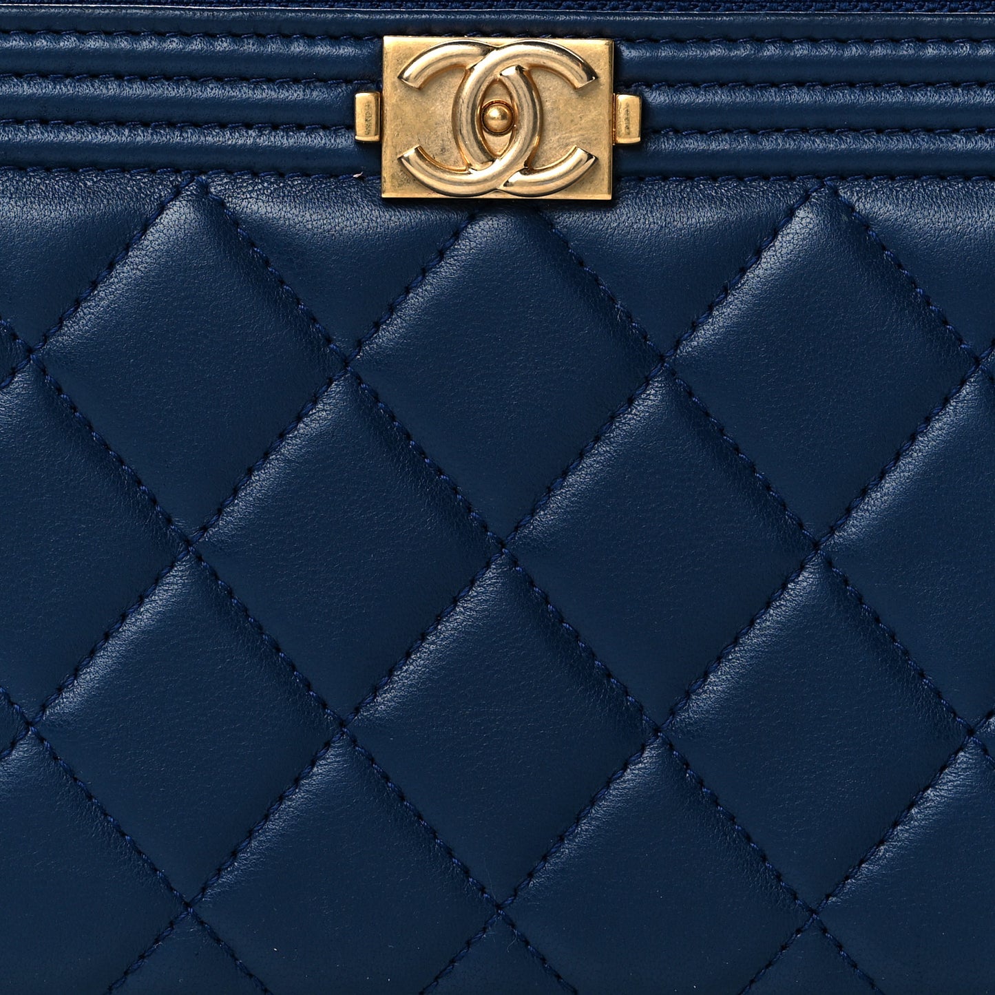 Lambskin Quilted Boy Zip Around Wallet Marine