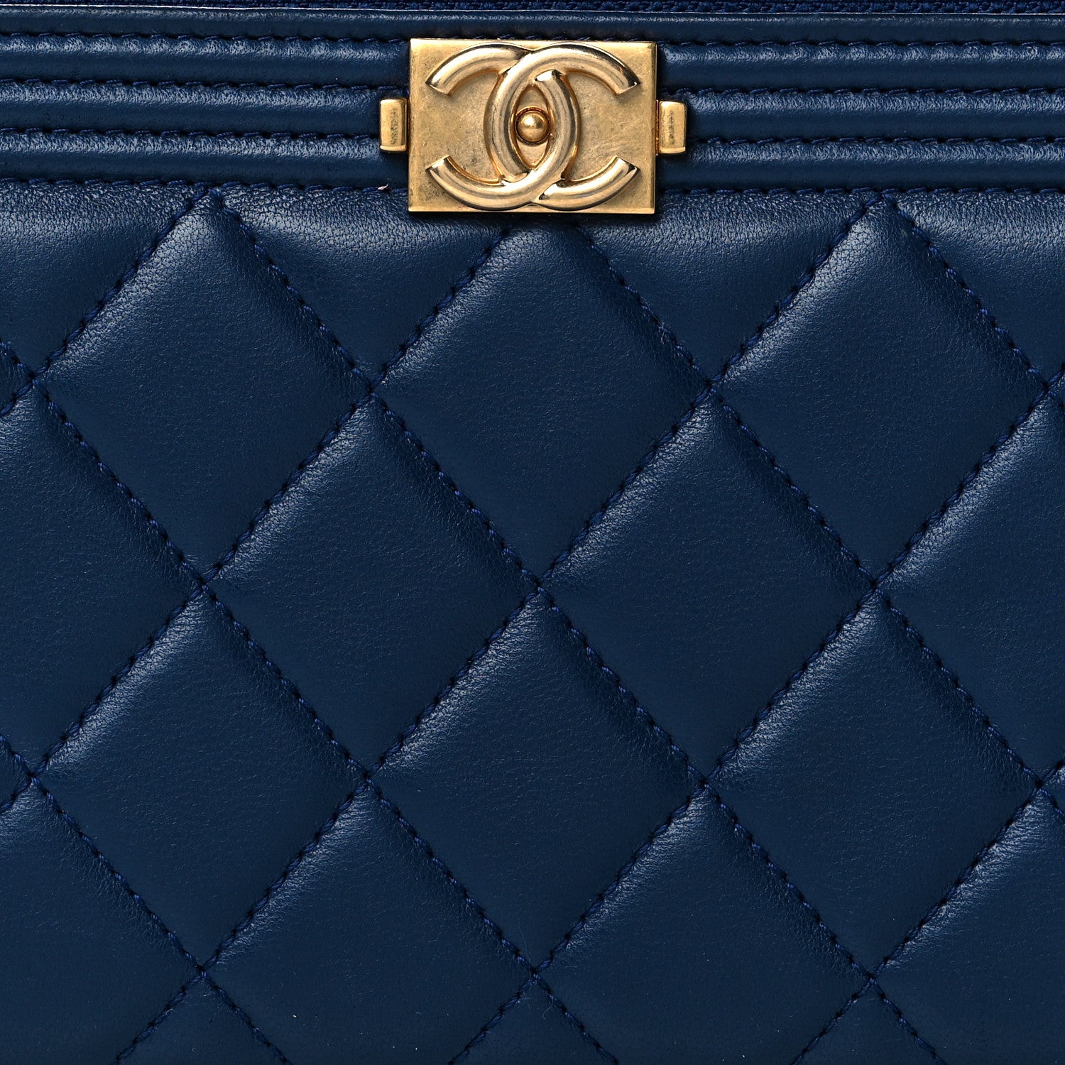 Chanel Lambskin Quilted Boy Zip Around Wallet Marine 9 of 9