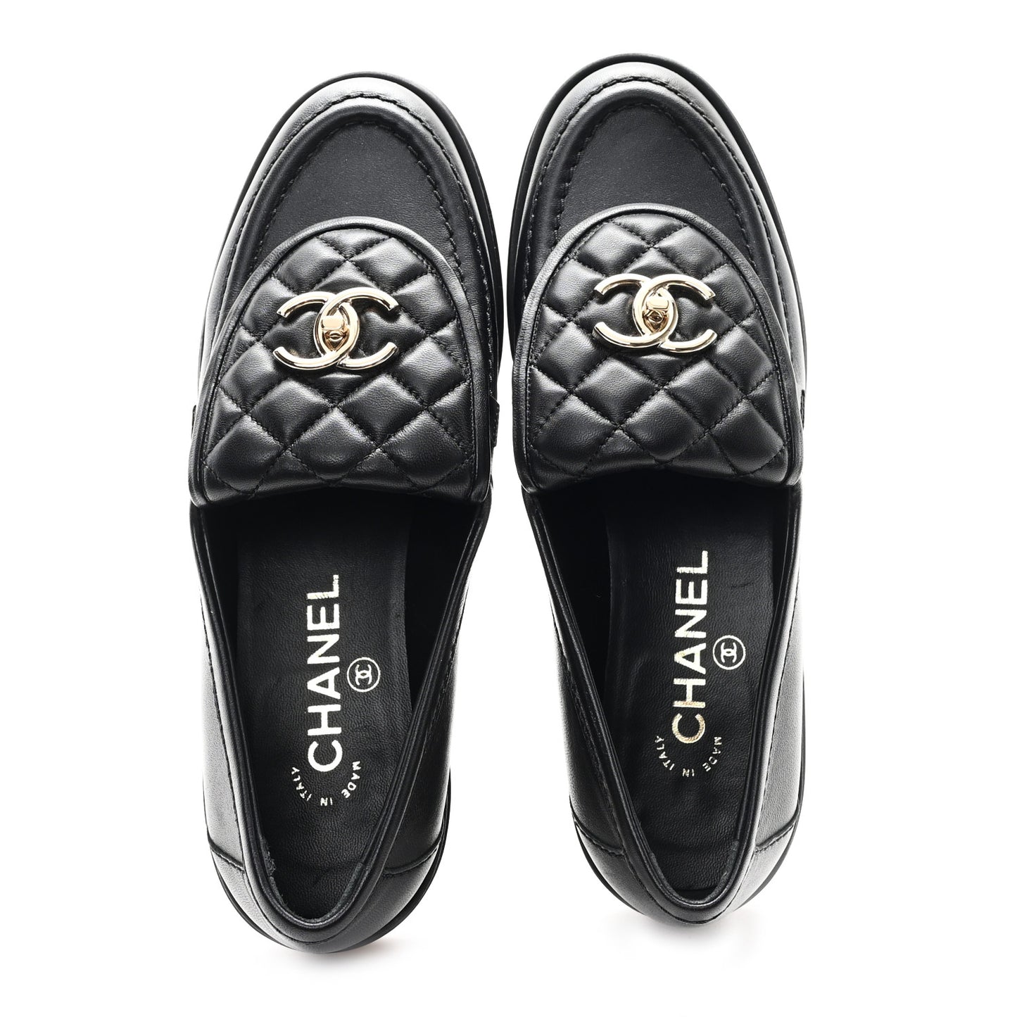 Lambskin Quilted CC Turnlock Loafers 37.5 Black