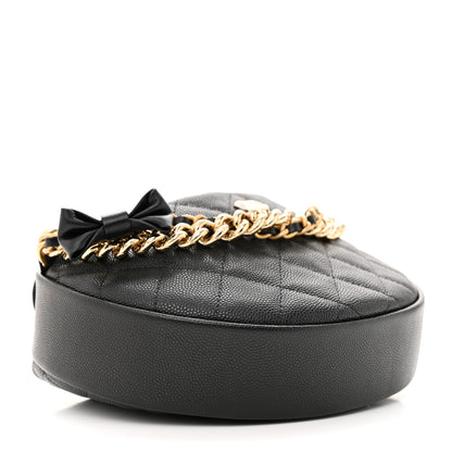 Chanel Shiny Caviar Quilted Bow Pouch Hobo Black 4 of 11