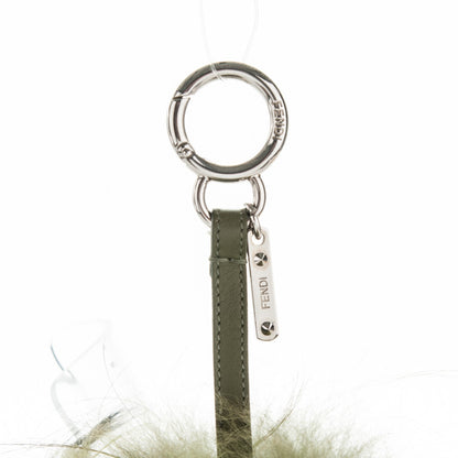 Fendi Fox Mink Rabbit Fur Vitello Flamingo Kooky Monster Bag Bug Charm Verde Multicolor Olive 3 of 4