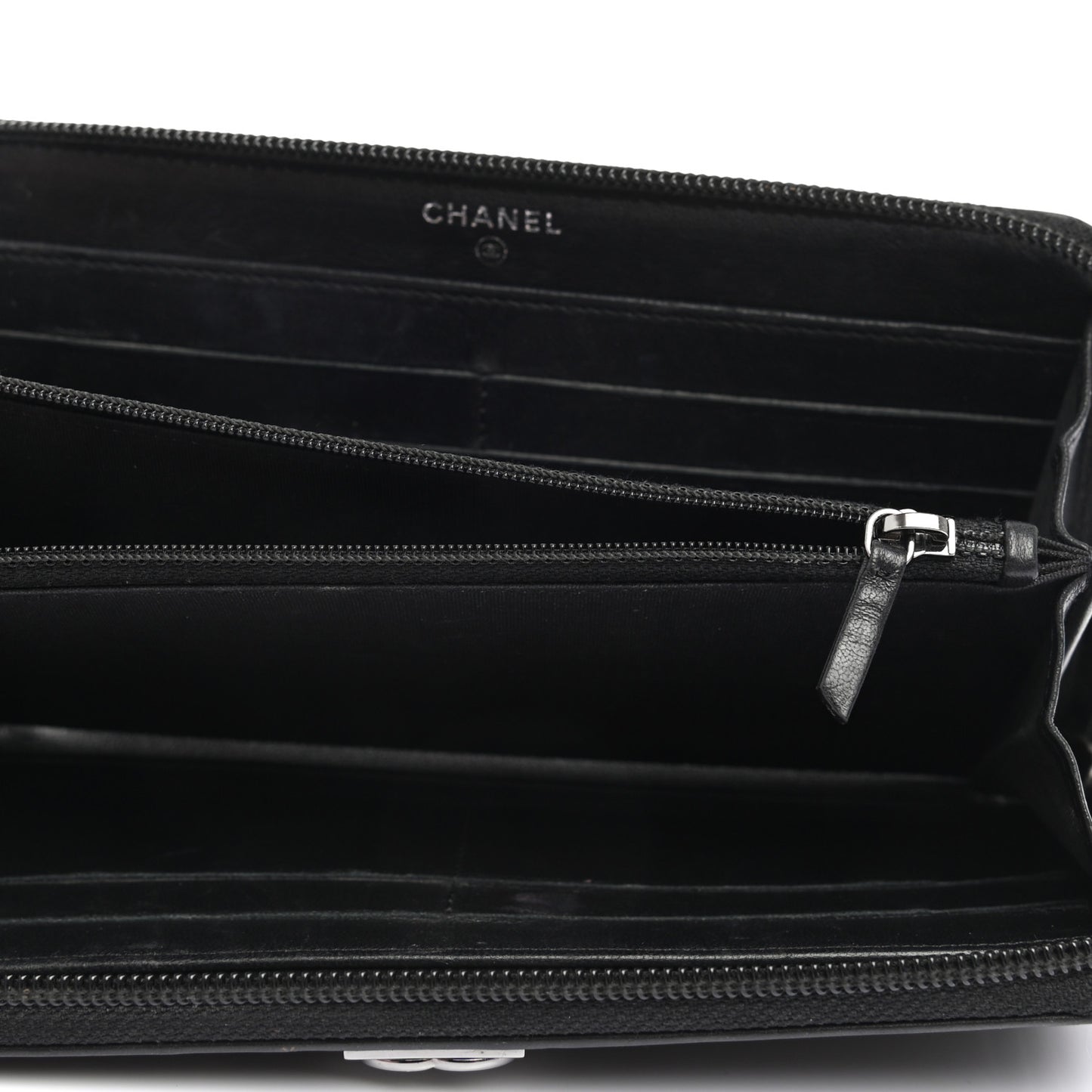 Lambskin Quilted Boy Zip Around Wallet Black