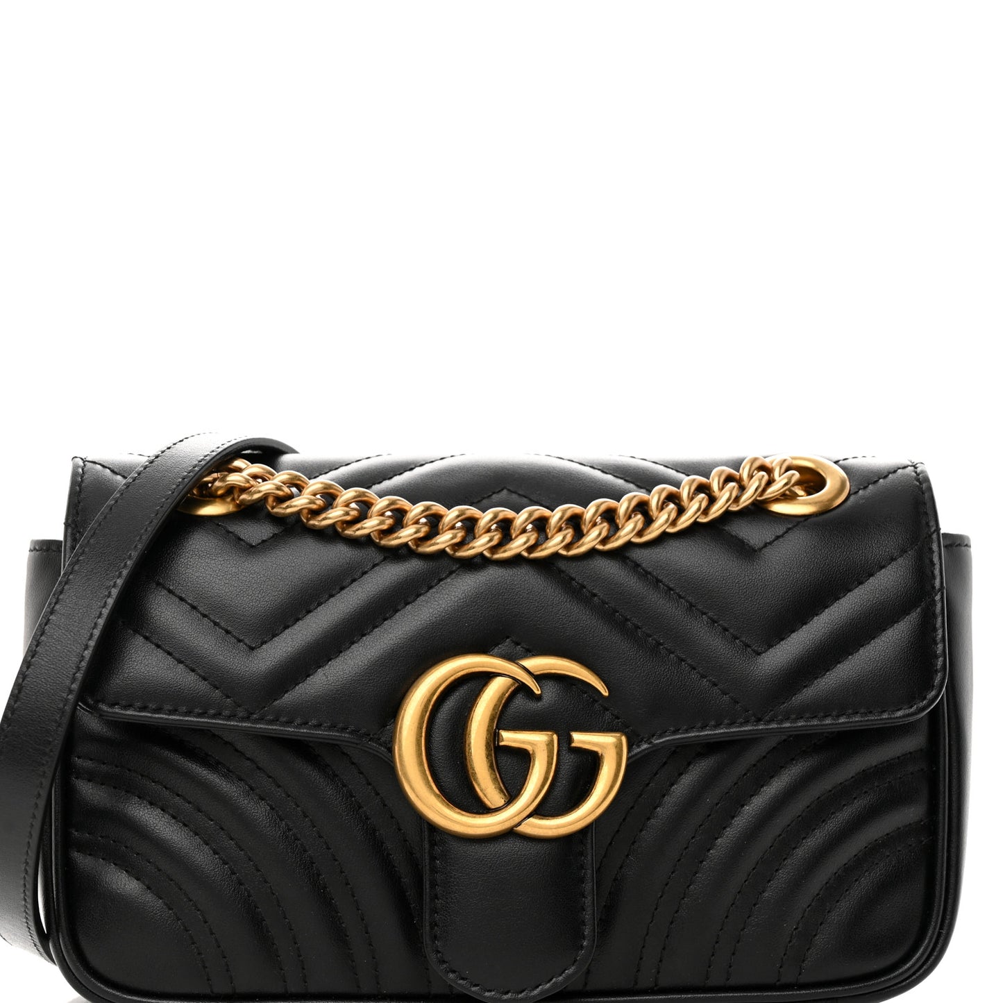 Calfskin Matelasse Mini GG Marmont Shoulder Bag Black