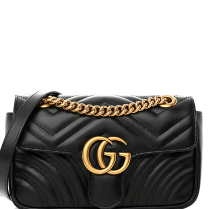 Gucci Calfskin Matelasse Mini GG Marmont Shoulder Bag Black 8 of 10