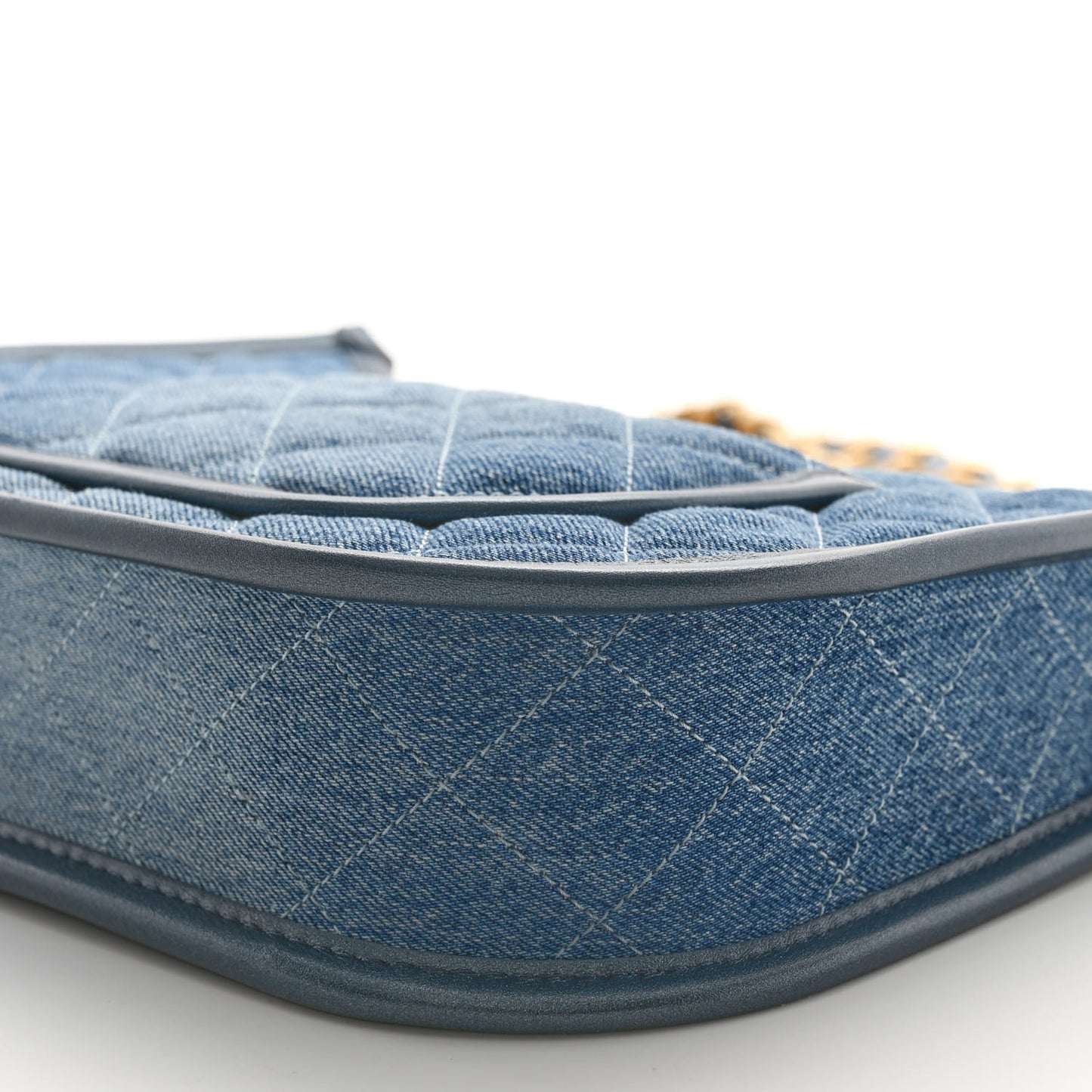 Washed Denim Quilted Hobo Blue