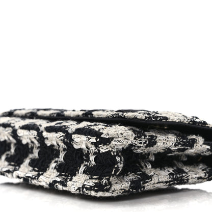 Chanel Tweed Quilted Wallet On Chain WOC Black Ecru White 9 of 10