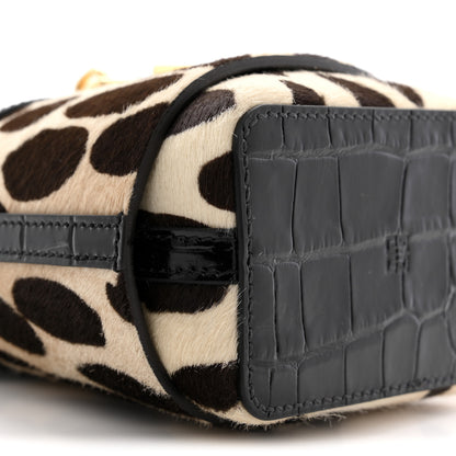 Givenchy Pony Calfskin Micro Leopard Print Shark Lock Bucket Bag Black Beige 9 of 10
