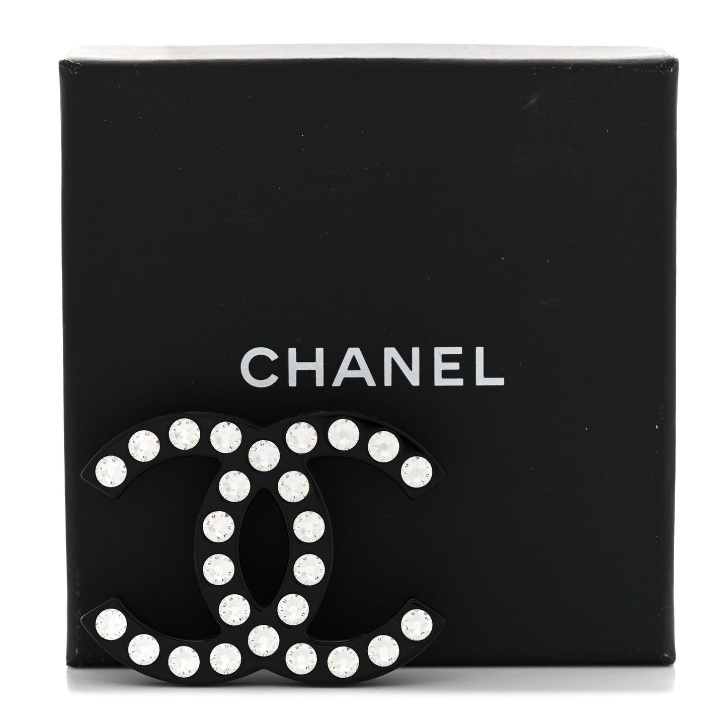 Resin Crystal CC Brooch Black
