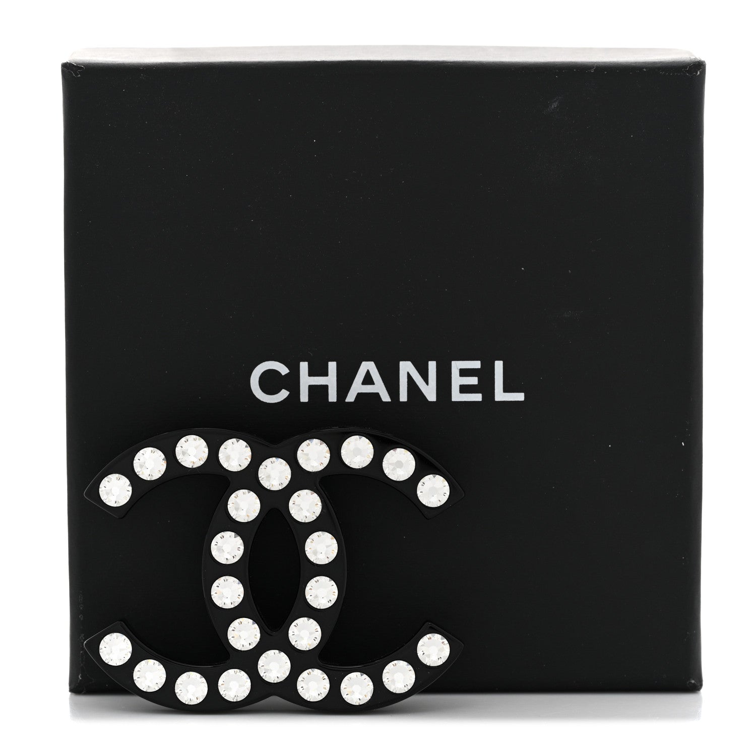 Chanel Resin Crystal CC Brooch Black 5 of 5