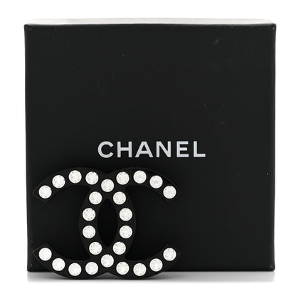 Chanel Resin Crystal CC Brooch Black 5 of 5