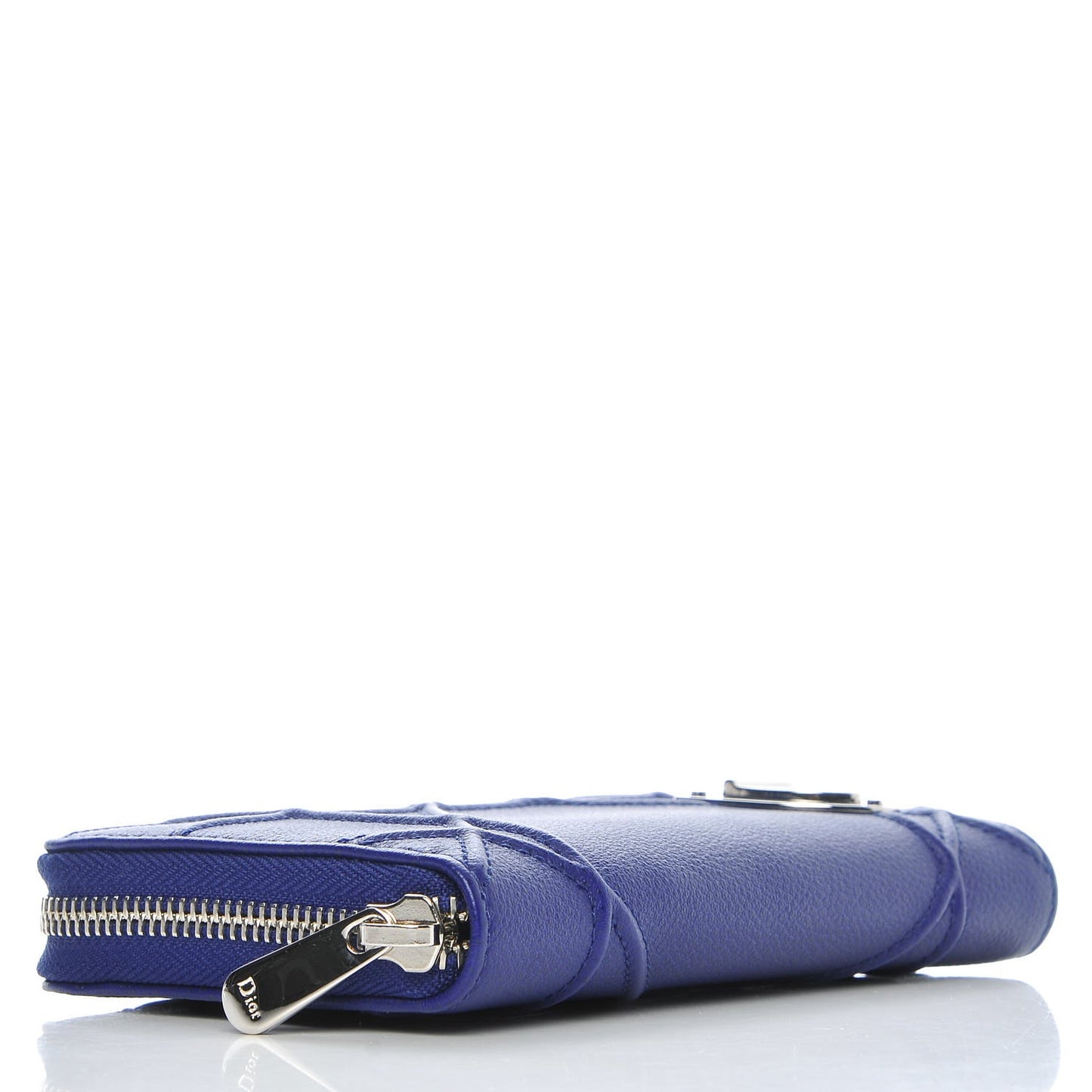 Grained Calfskin Cannage Medium Diorama Voyageur Wallet Blue