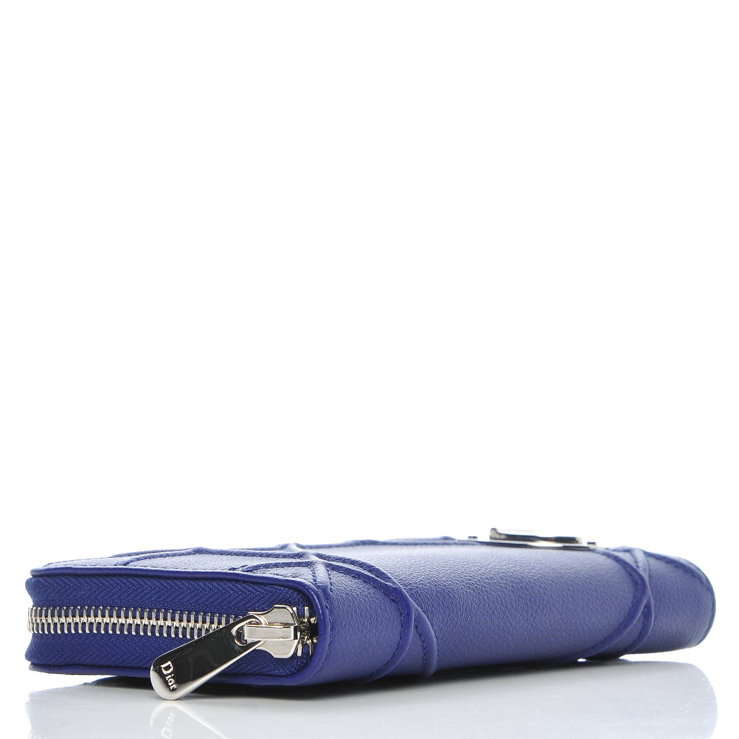 Christian Dior Grained Calfskin Cannage Medium Diorama Voyageur Wallet Blue 4 of 7