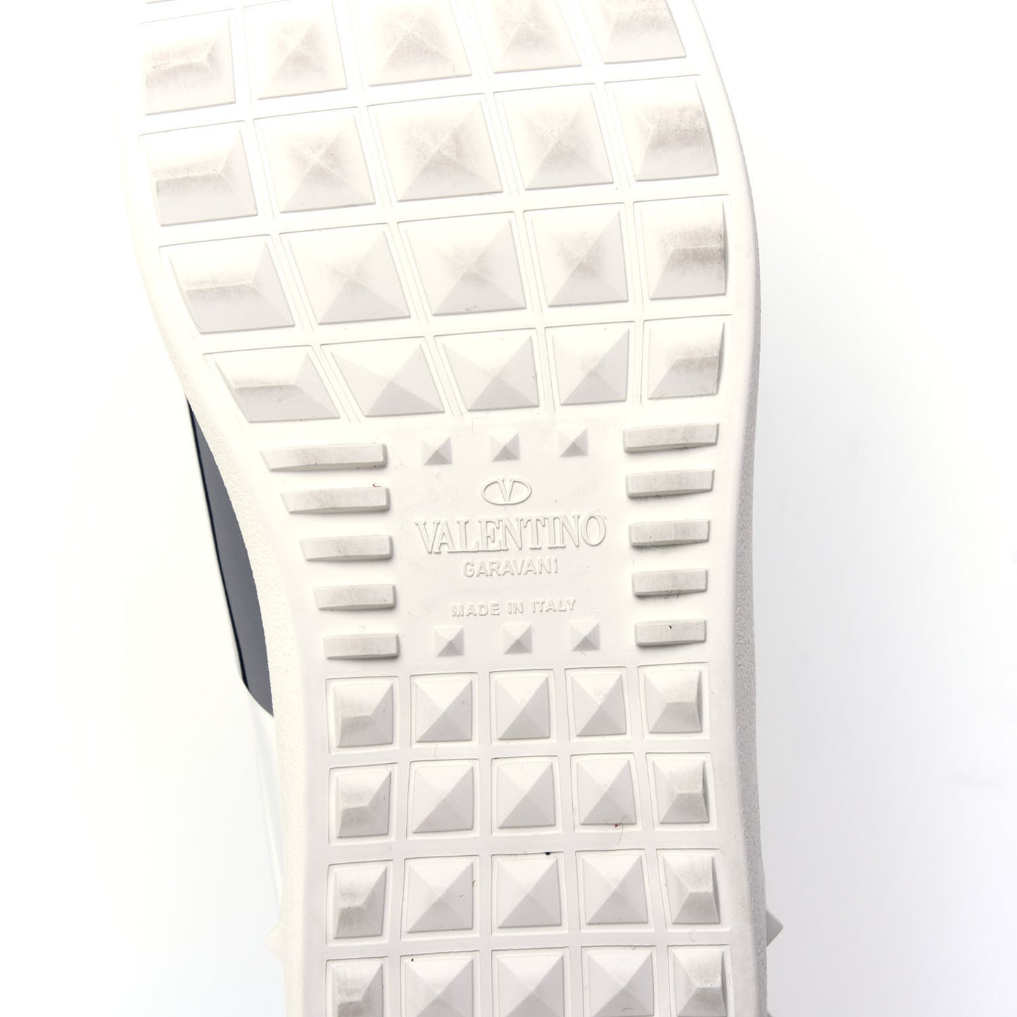 Calfskin Patent Rockstud Open Sneakers 38 White Navy
