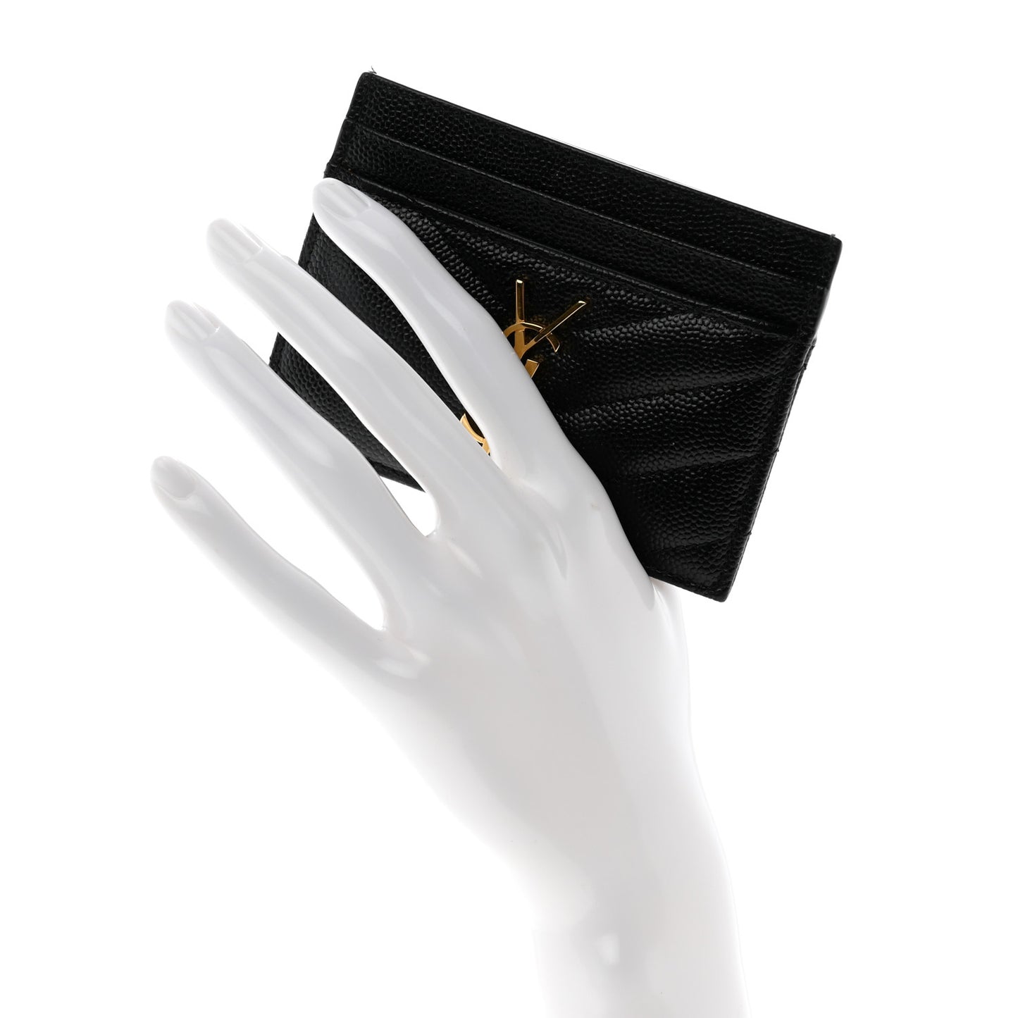 Grain De Poudre Matelasse Chevron Monogram Credit Card Case Black