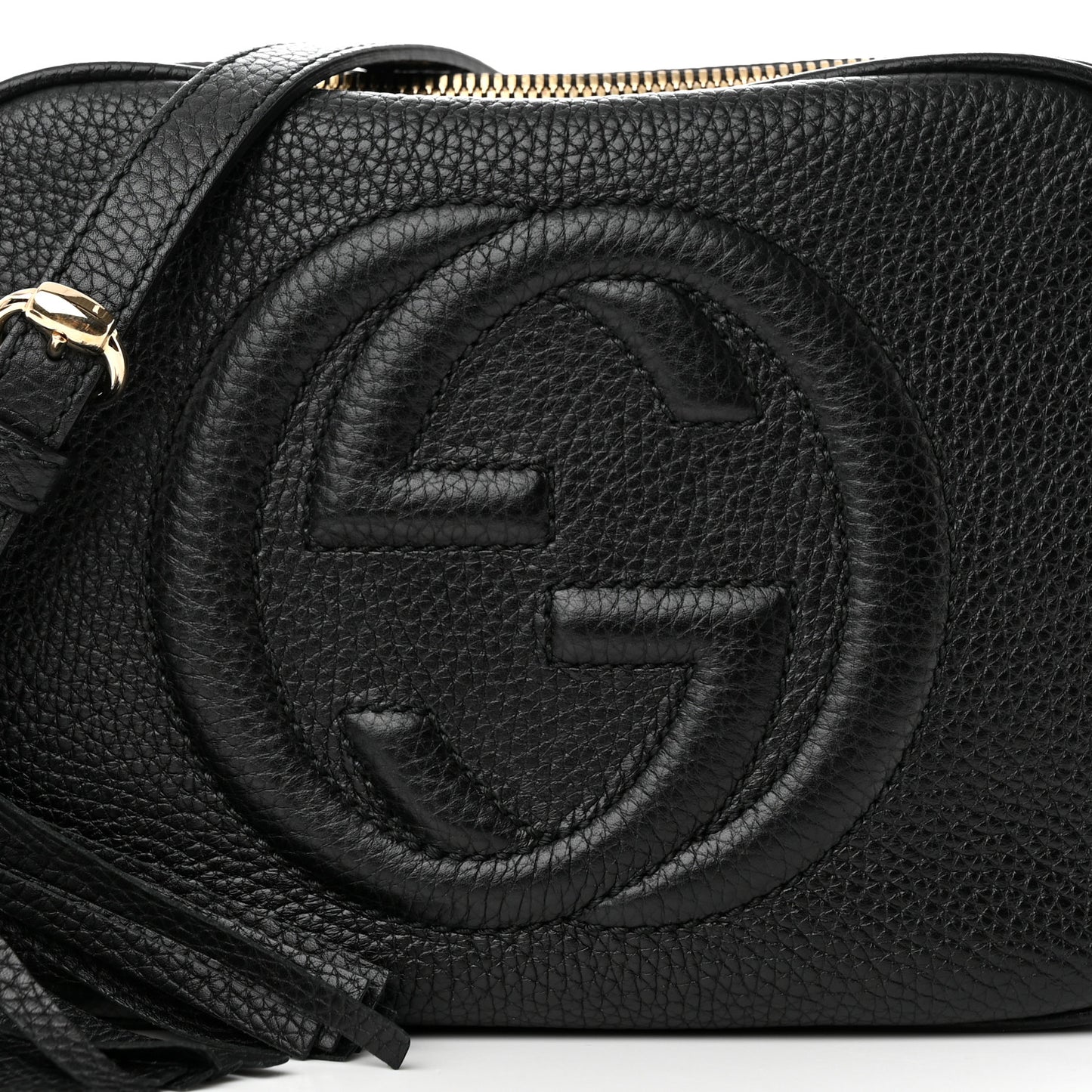 Pebbled Calfskin Small Soho Disco Bag Black