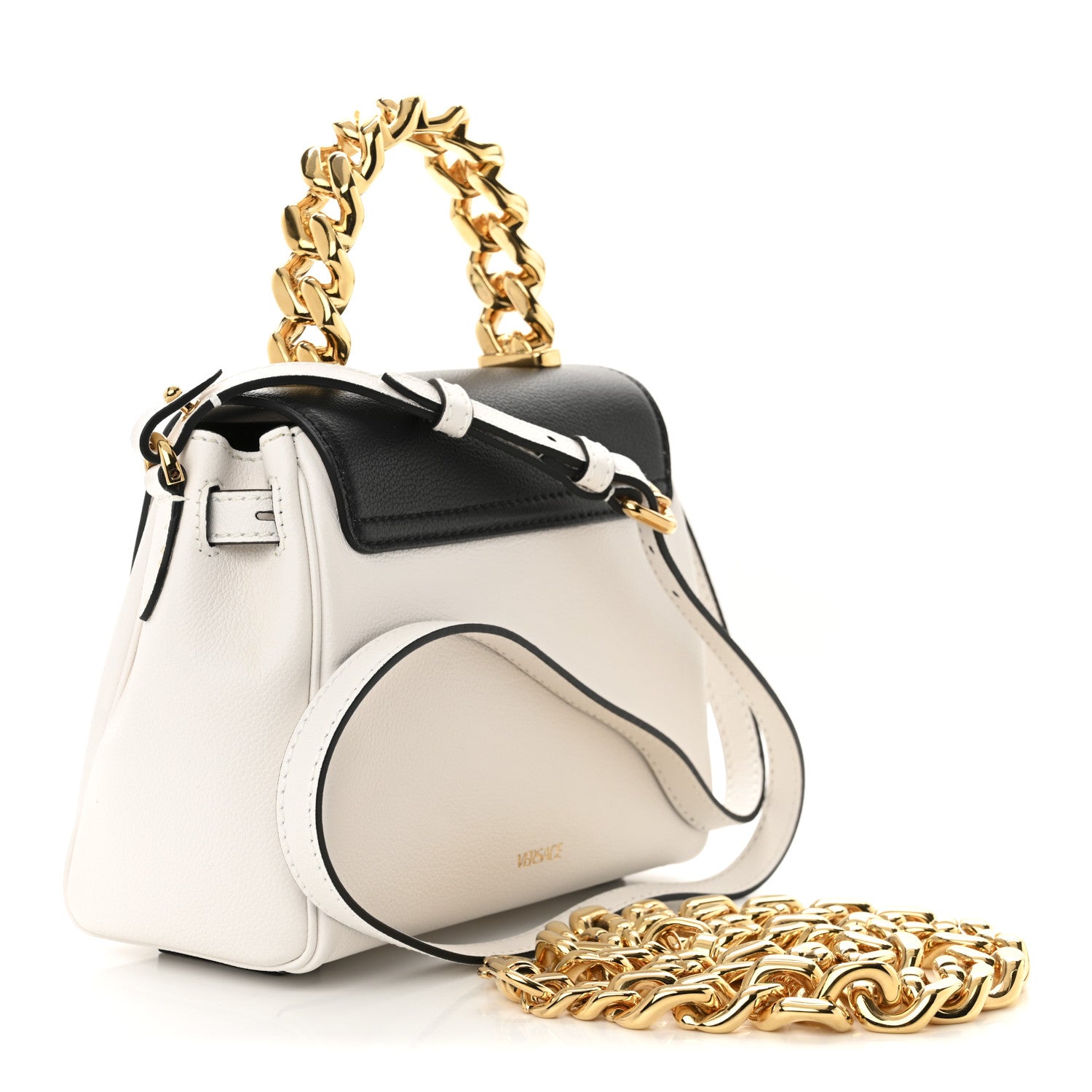 Versace Grained Calfskin Small La Medusa Top Handle Bag Black