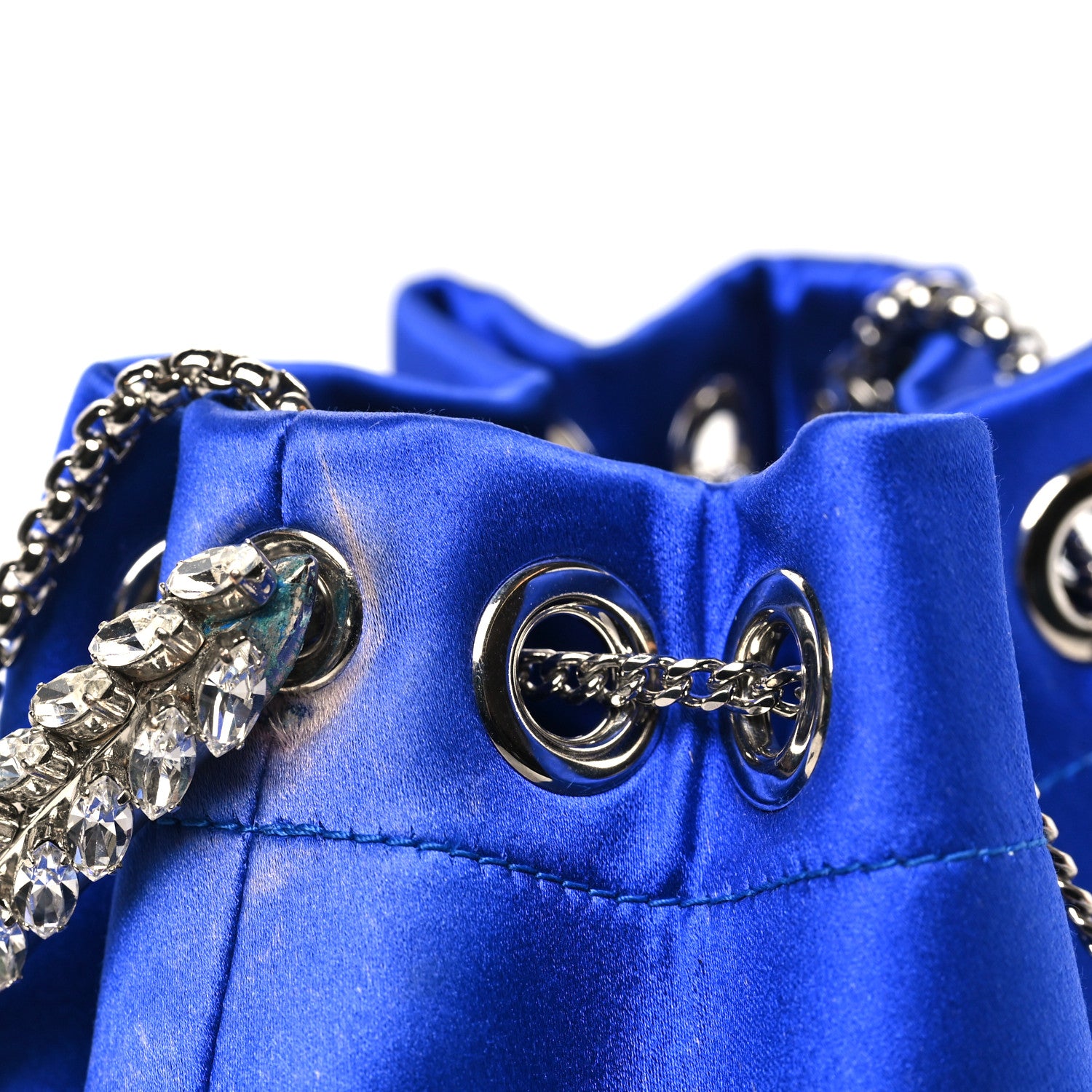 Jimmy Choo Satin Crystal Embellished Bon Bon Bag Blue 1848402