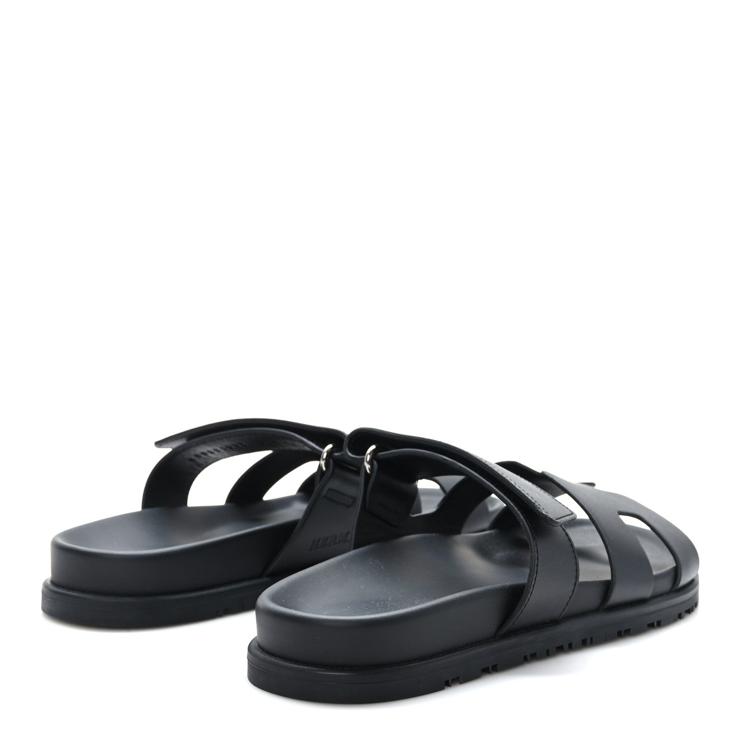 Hermes Calfskin Womens Chypre Sandals 37.5 Black 4 of 9