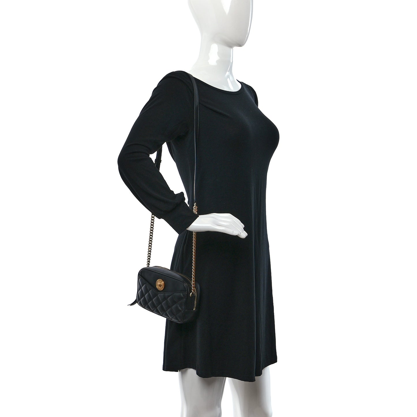 Nappa Quilted La Medusa Camera Bag Black