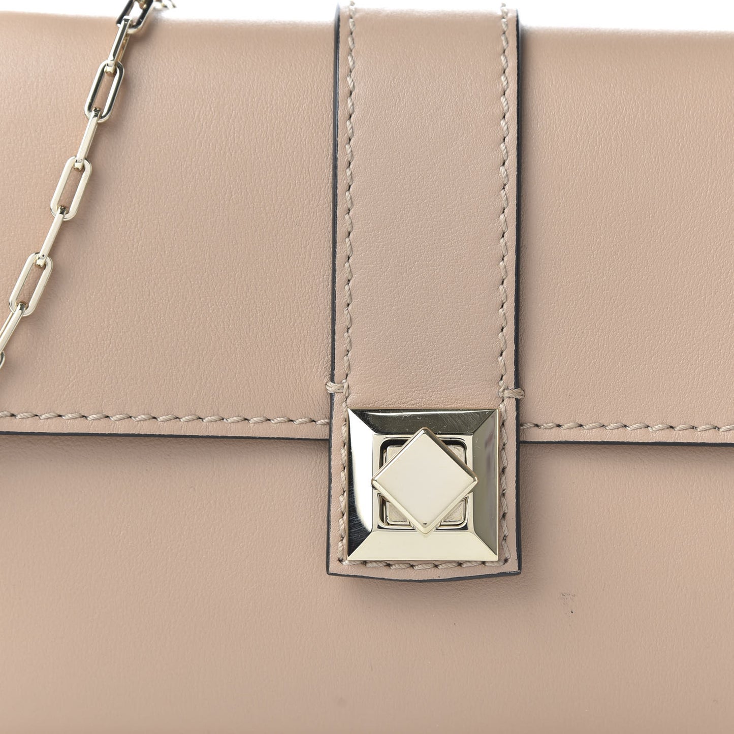 Calfskin Rockstud Chain Clutch Skin Sorbet