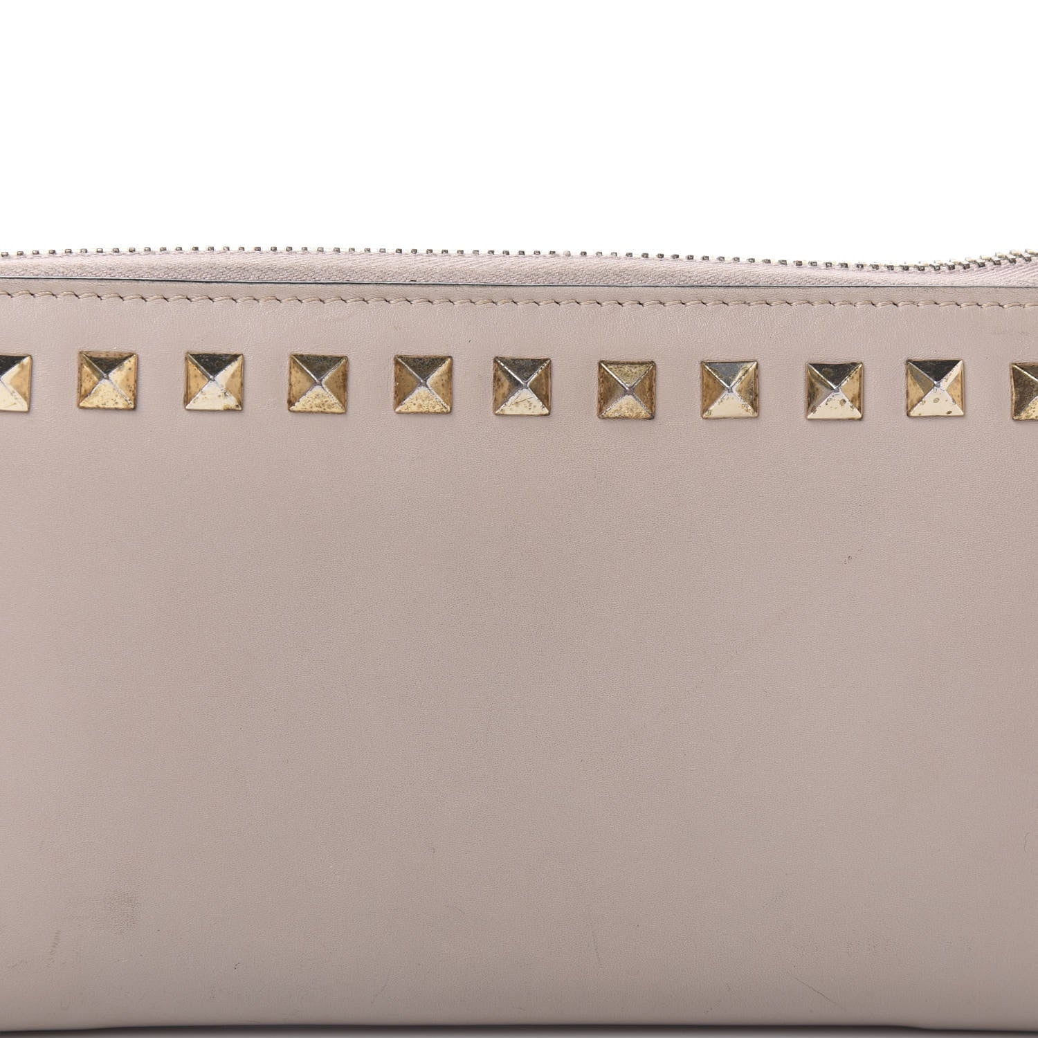 Valentino Garavani Calfskin Rockstud Zip Around Wallet Poudre 9 of 14