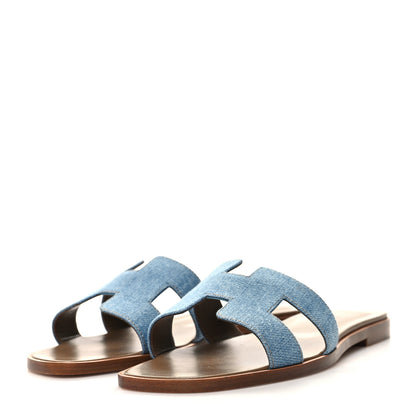 Hermes Denim Canvas Oran Sandals 36 Bleu Clair 3 of 8