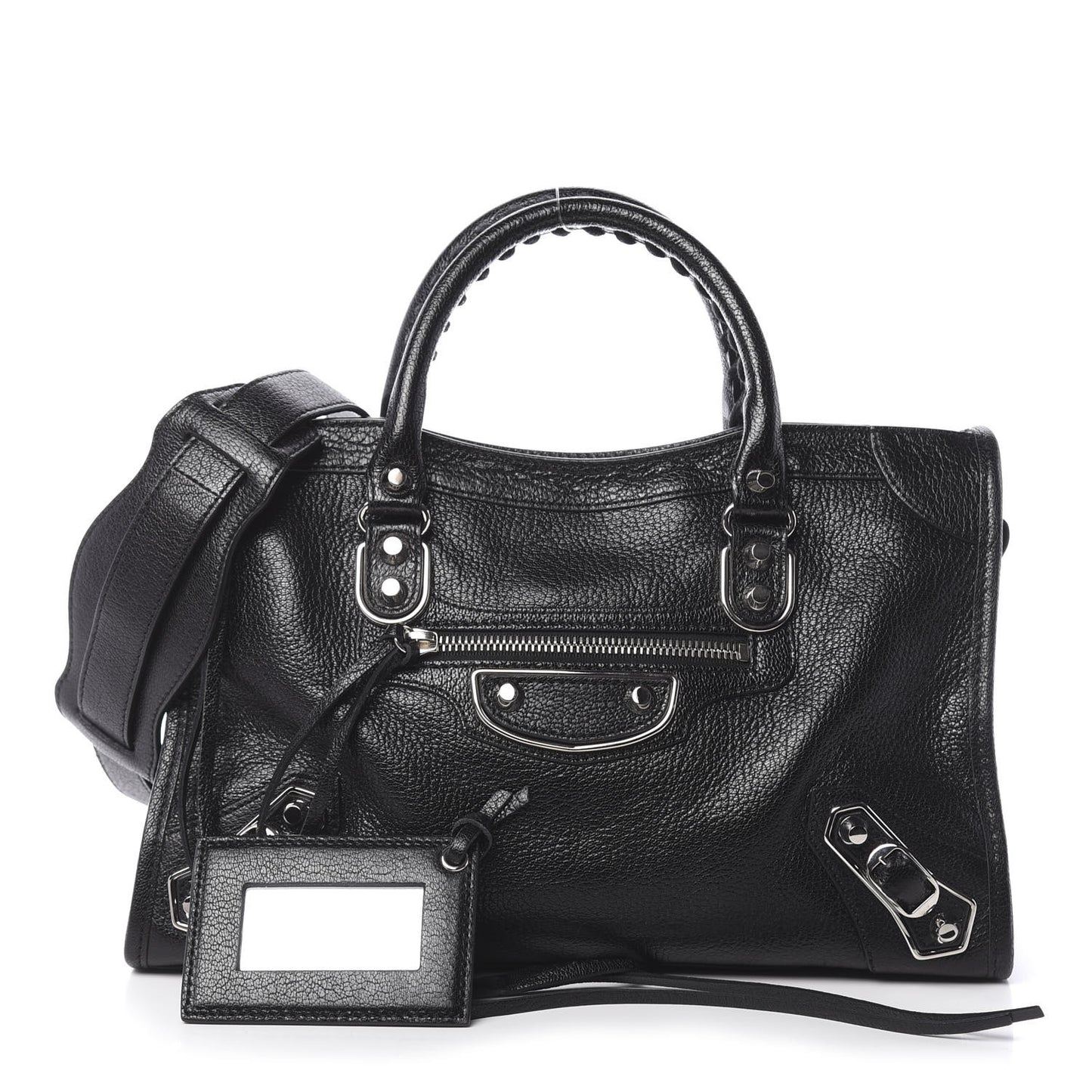 Chevre Silver Metallic Edge Hardware S City Black