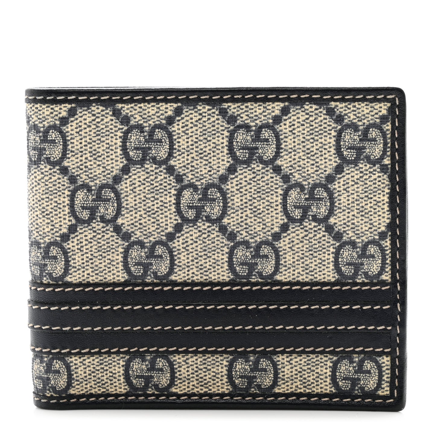 GG Plus Monogram Web Bi-Fold Wallet Navy