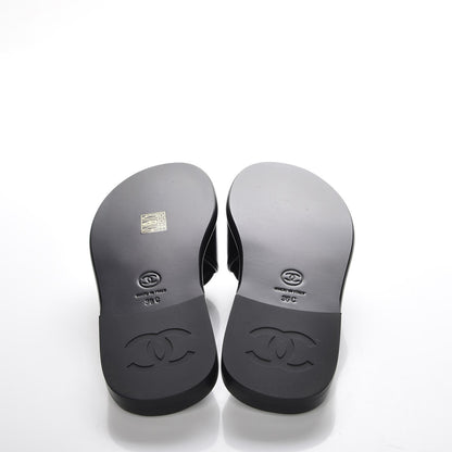 Chanel Patent Calfskin CC Slip On Mules 36 Black 5 of 8