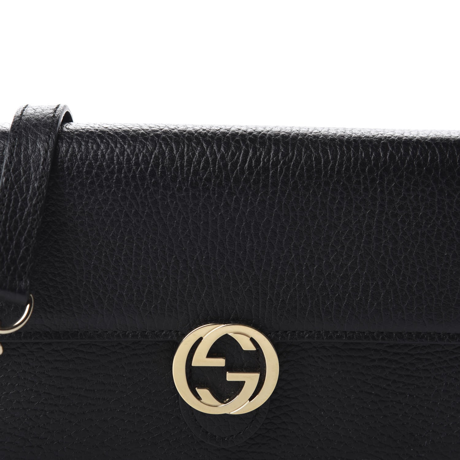 Gucci Dollar Calfskin Interlocking G Chain Wallet Black 10 of 11