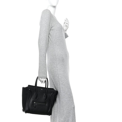 Celine Drummed Calfskin Micro Luggage Black 2 of 11