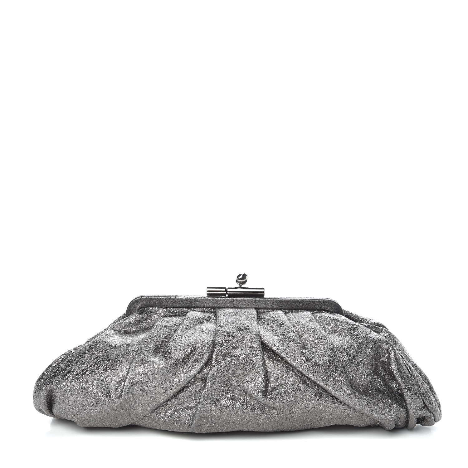 Chanel Metallic Crackled Calfskin Monte Carlo Clutch Dark Silver 1 of 7