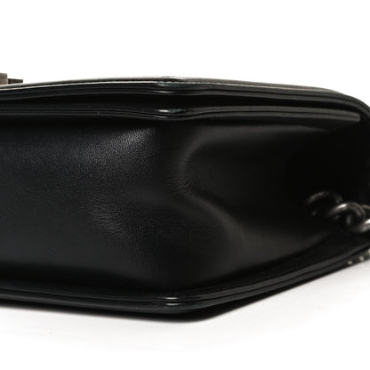Chanel Calfskin Woven Medium Boy Flap Black White 10 of 11